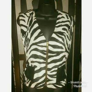 Quirky Vintage Soft Zebra print Saddle Vest size M